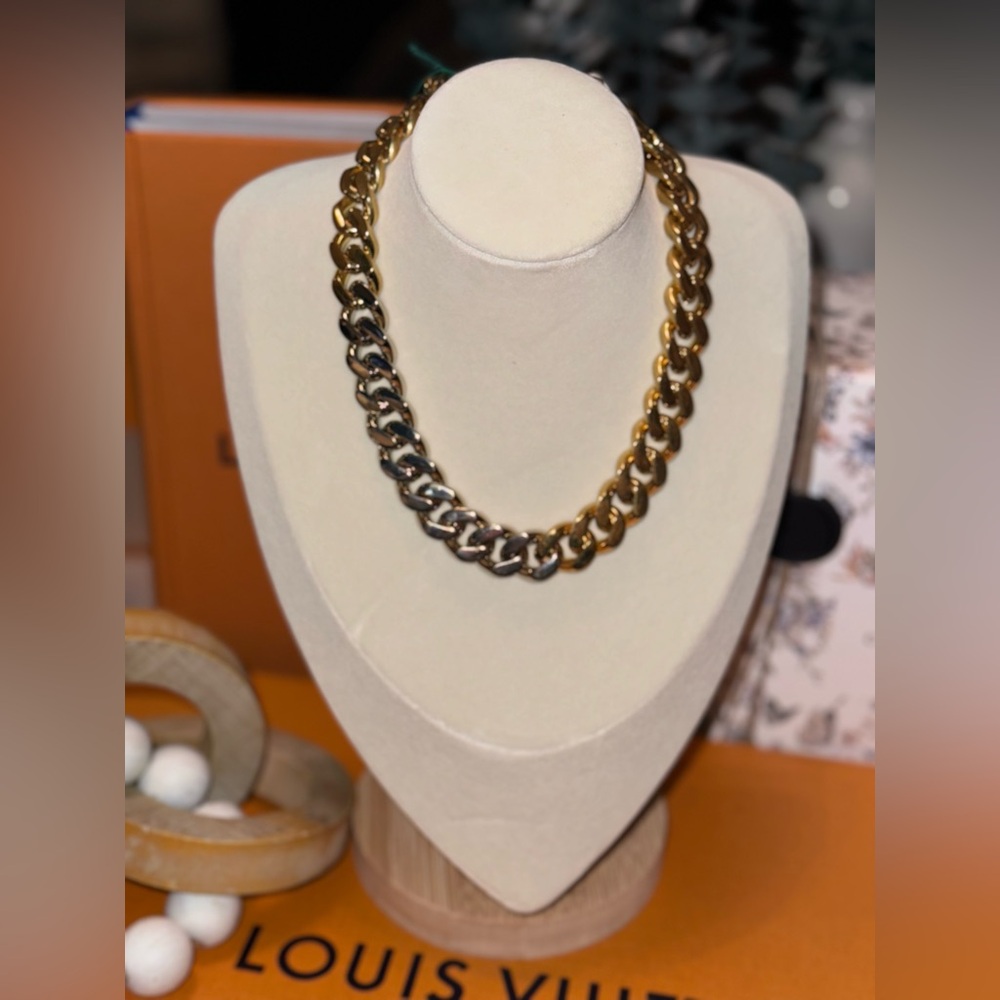 Yves Saint Laurent Two-Tone Gold and Gunmetal Chunky Link Necklace